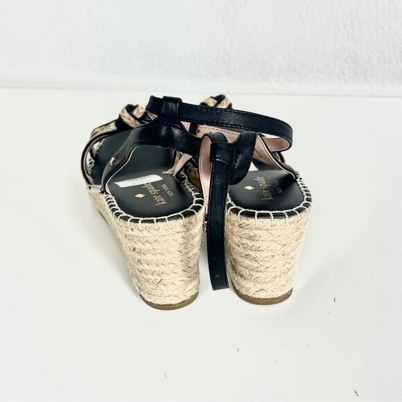 NWOT Kate Spade Y2K Black Wedge Espadrille Sandals - Picture 4 of 7